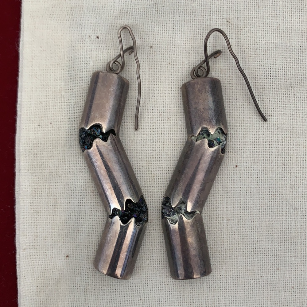 Vintage silver stone hand made earrings